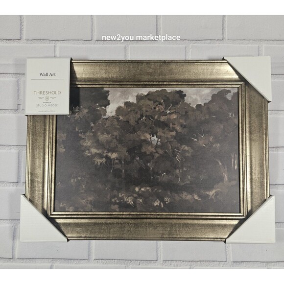 Moody Trees Framed Wall art Threshold Studio McGee DARK LEAVES 16” x 12” NEW - Picture 1 of 6